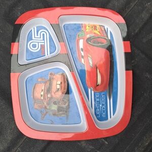 Disney Cars Lightning McQueen Red Kids Sectioned Plate